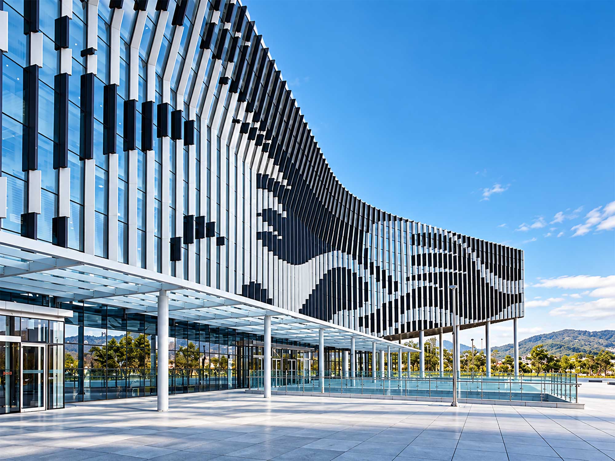 Bright interior of a modern convention center